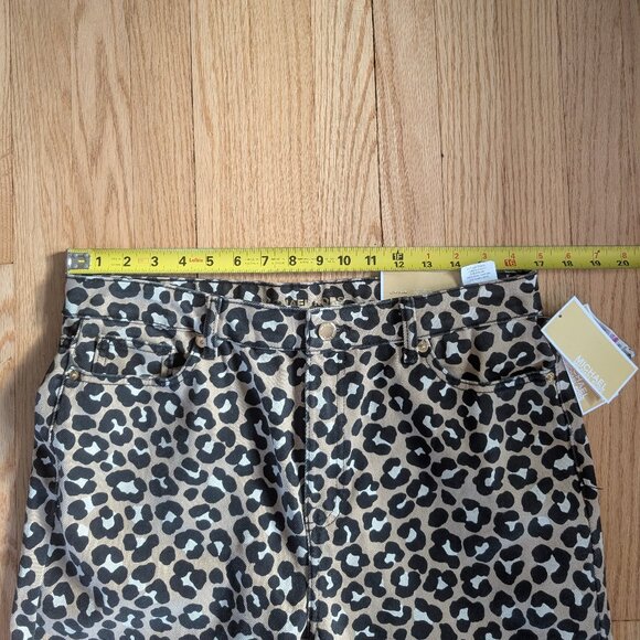NEW Michael Kors Selma Straight Leg Ankle size 10 Leopard Print High Rise Jeans - Picture 11 of 13